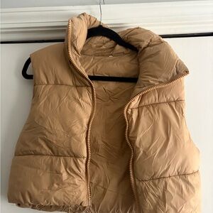 Amazon Light Brown Cropped Puffer Vest